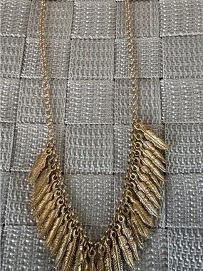 Aster - Gold Feather Charm Statement Necklace - Women Jewelry
